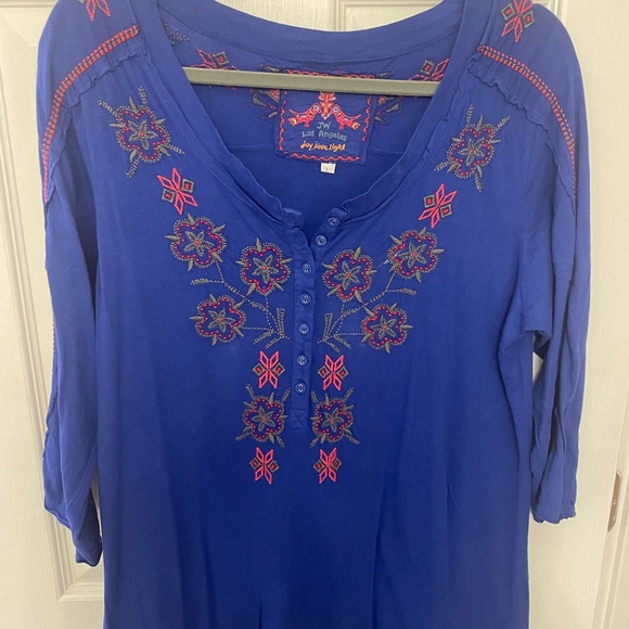 Johnny Was Embroidered Blue Dress - Picture 4 of 6